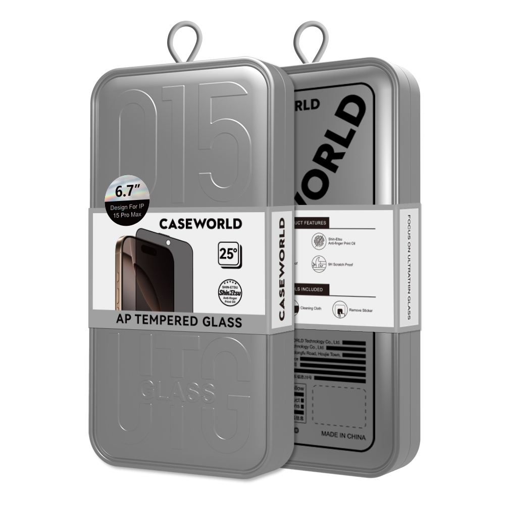 Apple iPhone 15 Plus CaseWorld 0.25mm Privacy 3D Temperli Cam Ekran Koruyucu + Uygulama Aparatlı - 7