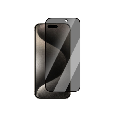 Apple iPhone 15 Plus CaseWorld 0.25mm Privacy 3D Temperli Cam Ekran Koruyucu + Uygulama Aparatlı Siyah