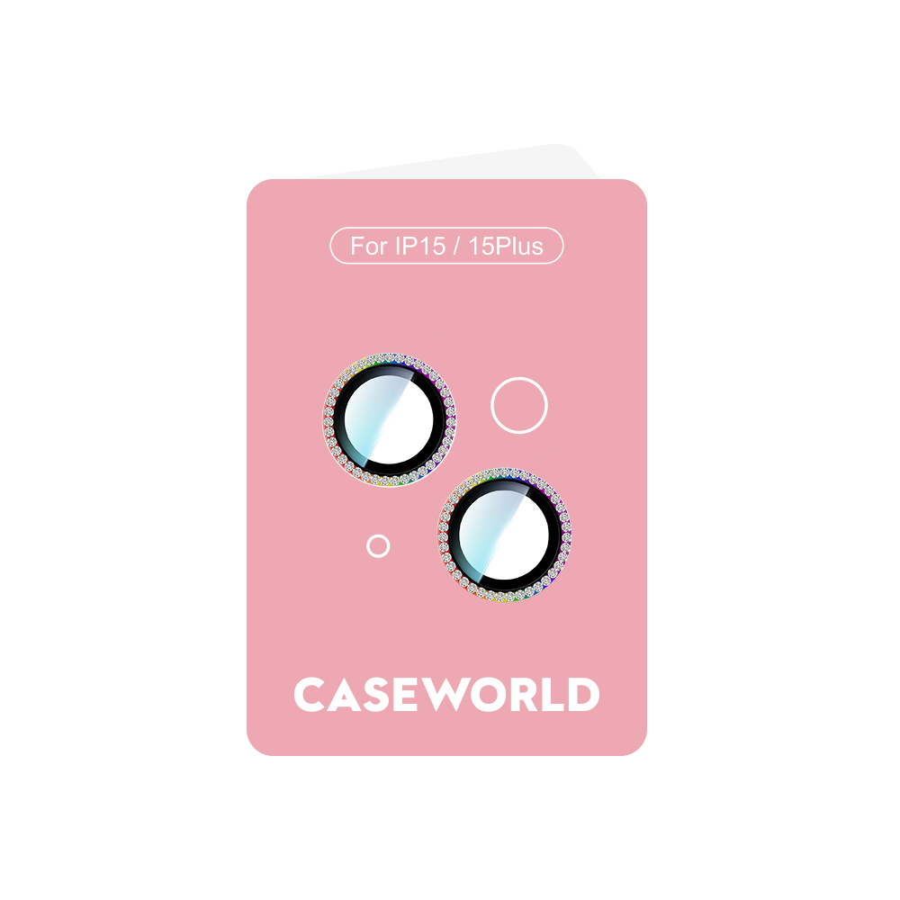 Apple iPhone 15 Plus CaseWorld Alloy Sparkling Diamond Serisi Taşlı Lens Koruyucu - 12