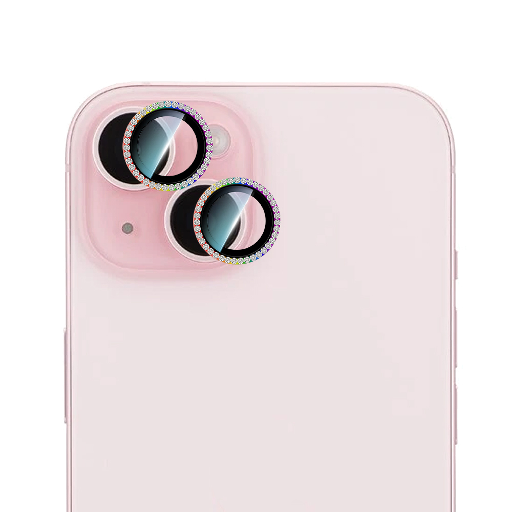 Apple iPhone 15 Plus CaseWorld Alloy Sparkling Diamond Serisi Taşlı Lens Koruyucu - 5