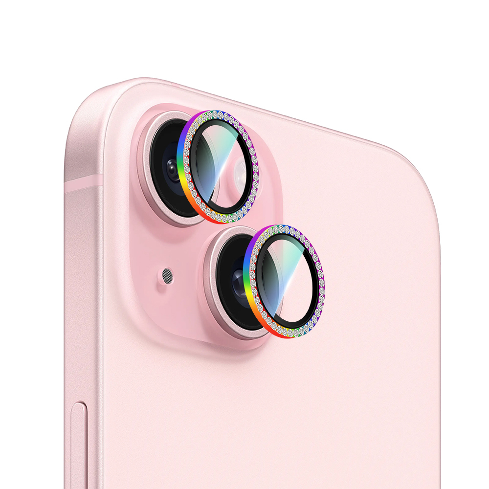 Apple iPhone 15 Plus CaseWorld Alloy Sparkling Diamond Serisi Taşlı Lens Koruyucu - 6