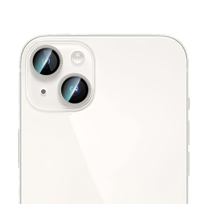 Apple iPhone 15 Plus CaseWorld Alloy Sparkling Diamond Serisi Taşlı Lens Koruyucu Gümüş