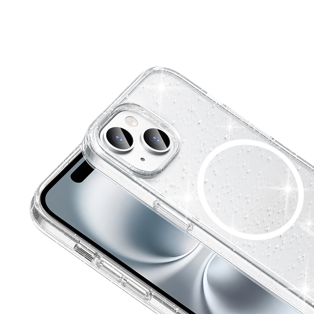 ​Apple iPhone 15 Plus Kılıf M-safe Şarj Özellikli Parlayan Simli Saydam Renkli Zore Maris Kapak - 4
