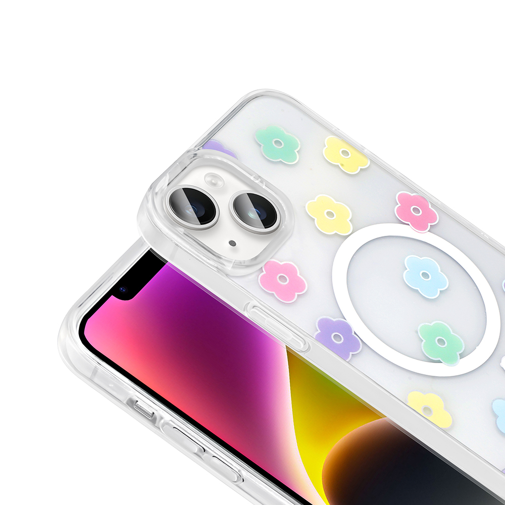 Apple iPhone 15 Plus Kılıf M-Safe Şarj Özellikli Şeffaf Zore Folk Sert Kapak - 12
