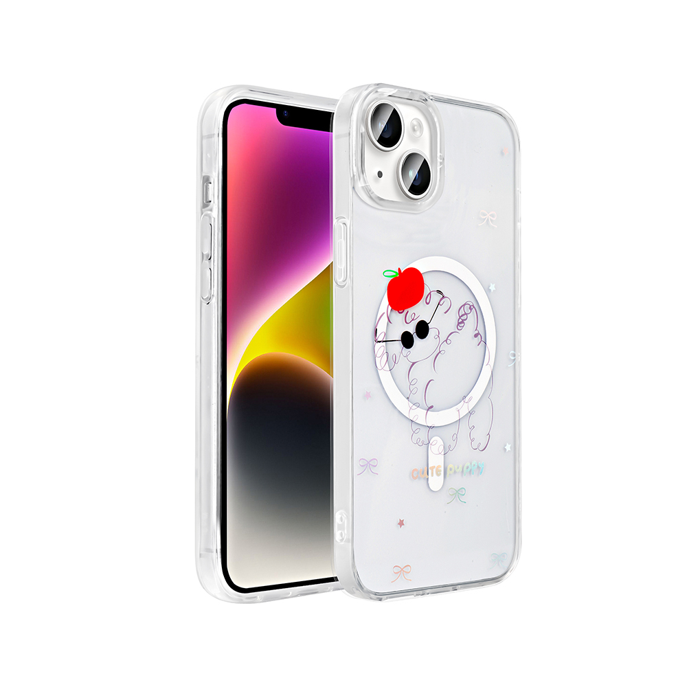 Apple iPhone 15 Plus Kılıf M-Safe Şarj Özellikli Şeffaf Zore Folk Sert Kapak - 3