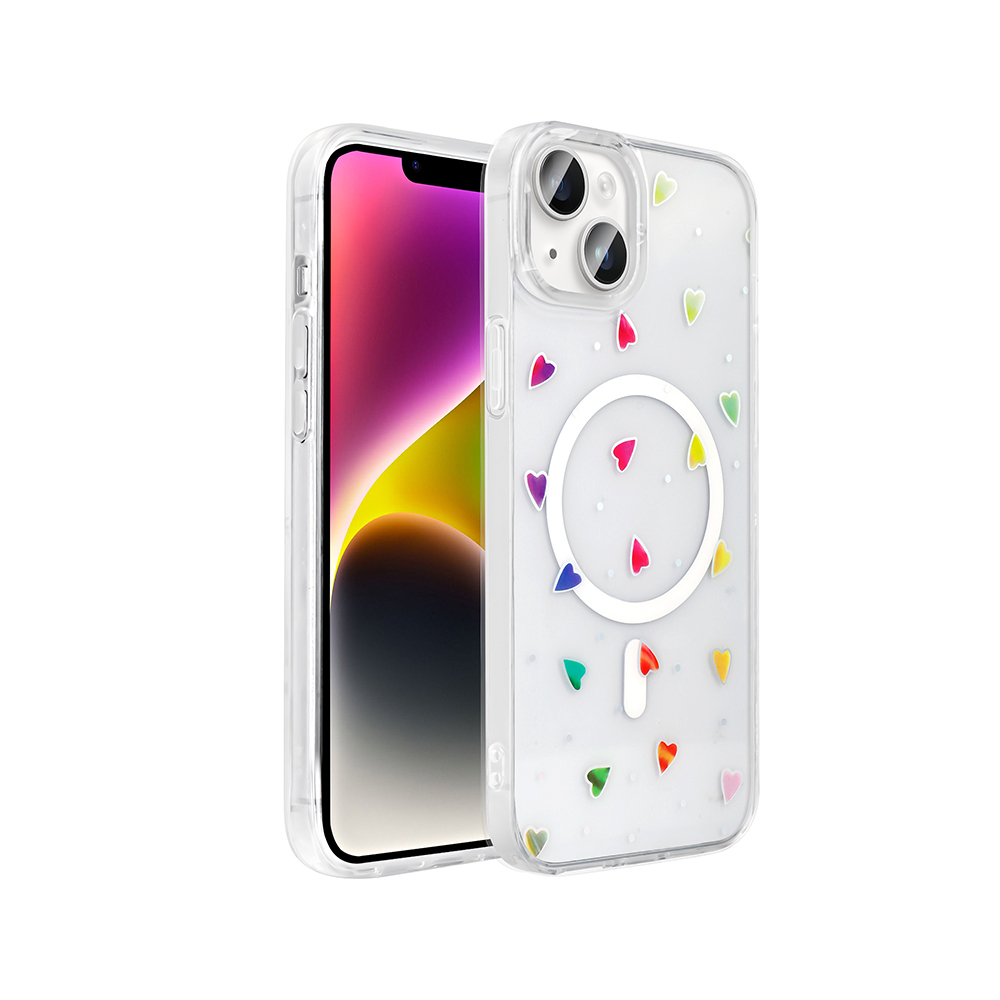 Apple iPhone 15 Plus Kılıf M-Safe Şarj Özellikli Şeffaf Zore Folk Sert Kapak - 5