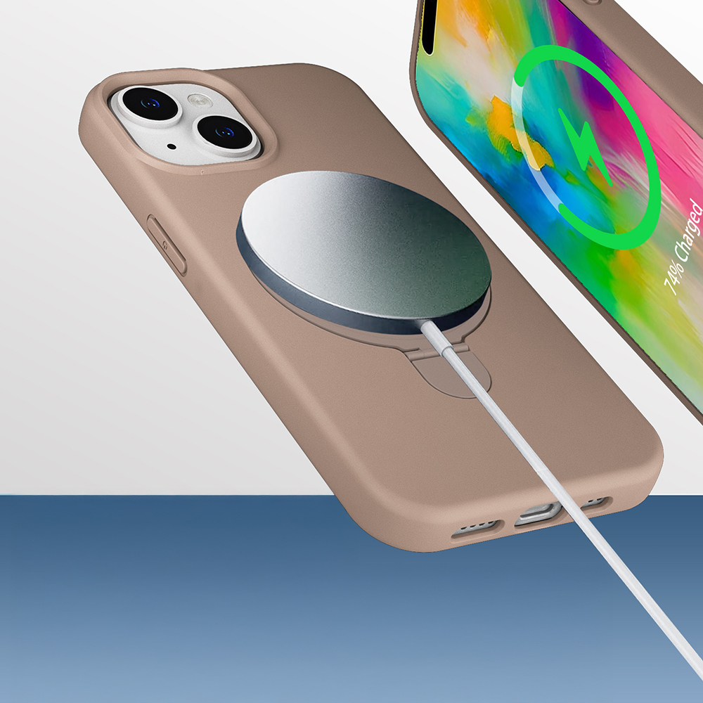 Apple iPhone 15 Plus Kılıf M-safe Şarj Özellikli Standlı Zore Samara Kapak - 10