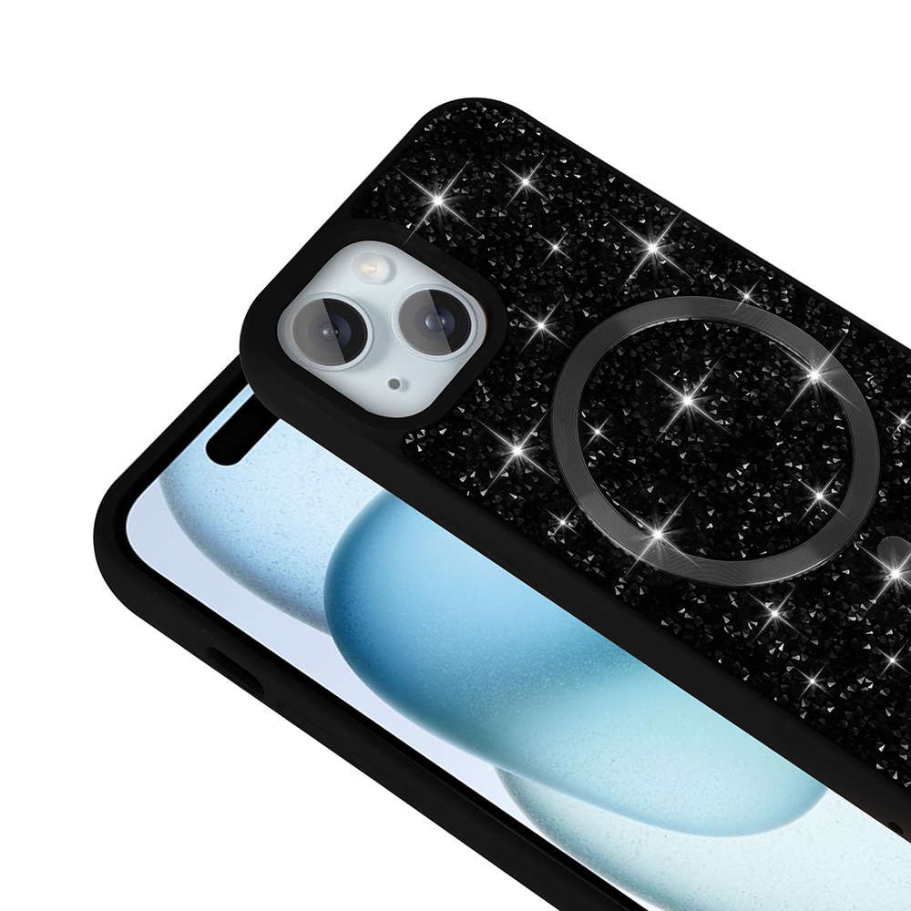 Apple iPhone 15 Plus Kılıf Pırlanta Tasarımlı M-safe Şarj Özellikli Zore Mozaik Silikon Kapak - 8