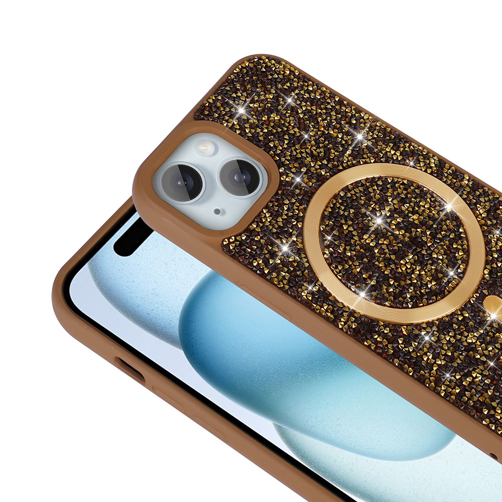 Apple iPhone 15 Plus Kılıf Pırlanta Tasarımlı M-safe Şarj Özellikli Zore Mozaik Silikon Kapak - 9