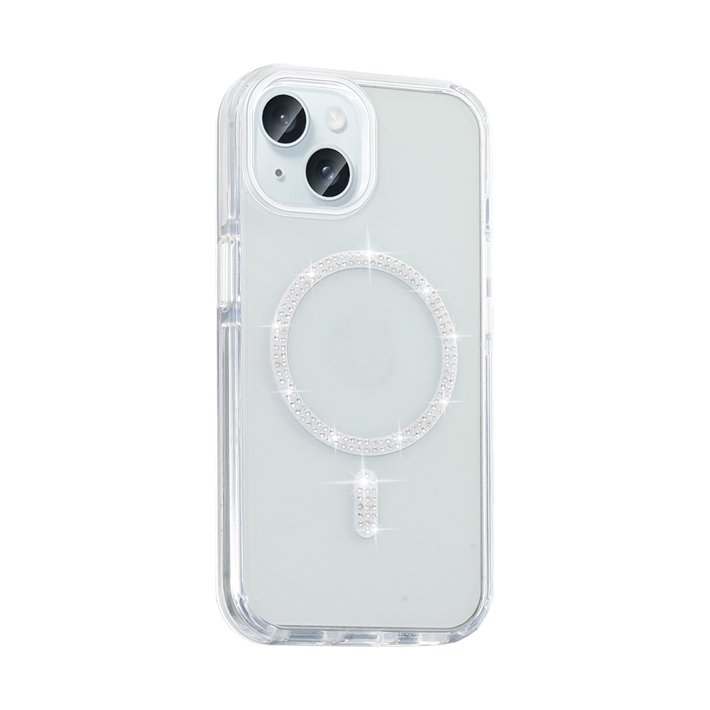 Apple iPhone 15 Plus Kılıf Taşlı Tasarım M-safe Şarj Özellikli Zore Koment Silikon Kapak - 5