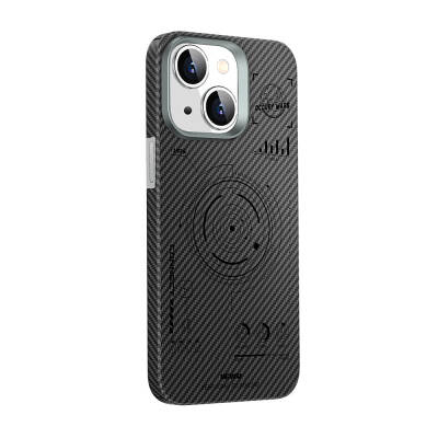 Apple iPhone 15 Plus Kılıf Wiwu HHX-016 Karbon Fiber 600D Mars Kevlar Kapak Siyah
