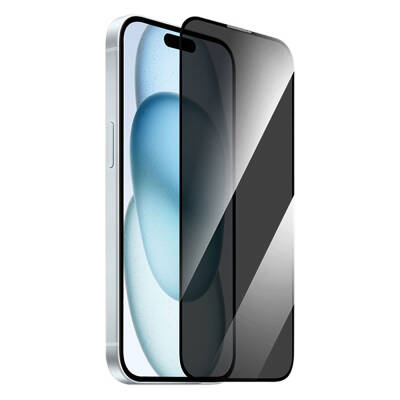 Apple iPhone 15 Plus Wiwu GT-011 Anti-Bacterial Polymer Oleophobic Coating Tempered Privacy Glass Screen Protector Black