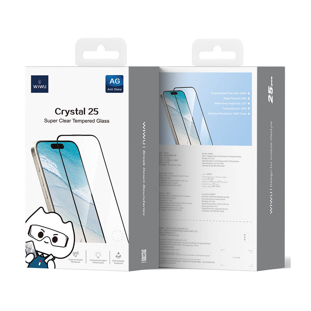 Apple iPhone 15 Plus Wiwu GT-014 Polimer Oleofobik Kaplama Şeffaf Pürüzsüz Temperli Cam Ekran Koruyucu 25'li Paket - 8