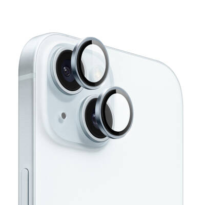 Apple iPhone 15 Plus Wiwu LG-004 PVD Lens Guard Metal Kamera Lens Koruyucu Mavi