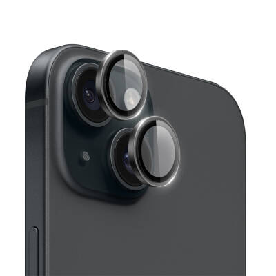 Apple iPhone 15 Plus Wiwu LG-004 PVD Lens Guard Metal Kamera Lens Koruyucu Siyah