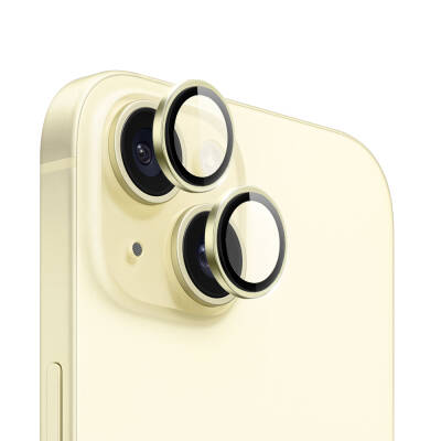 Apple iPhone 15 Plus Wiwu LG-004 PVD Lens Guard Metal Kamera Lens Koruyucu Sarı