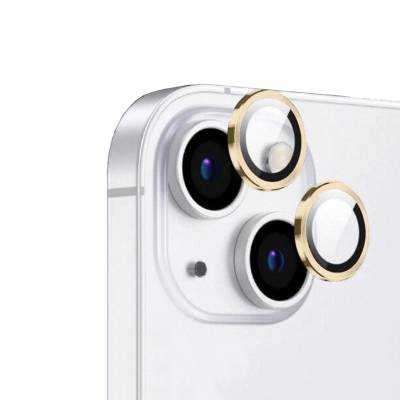Apple iPhone 15 Plus Zore CL-12 Premium Safir Parmak İzi Bırakmayan Anti-Reflective Kamera Lens Koruyucu Sarı