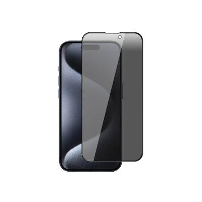 Apple iPhone 15 Plus Zore New 5D Privacy Temperli Ekran Koruyucu Siyah