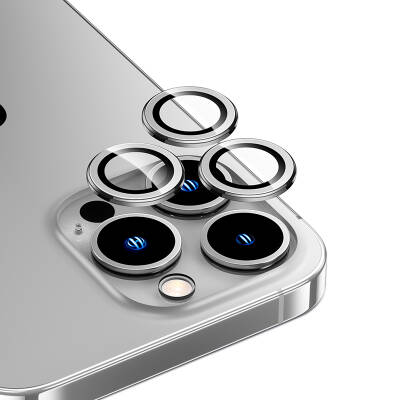 Apple iPhone 15 Pro Benks DR Safir Kamera Lens Koruyucu Gümüş