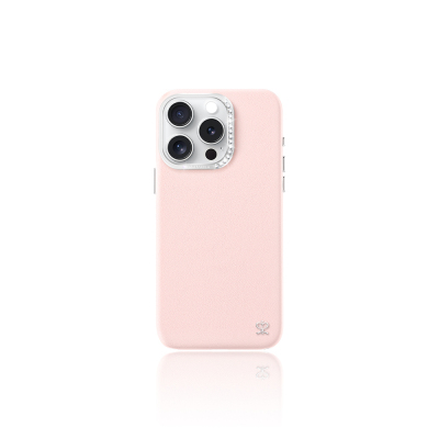 Apple iPhone 15 Pro Case Artificial Leather Design Pynana Starry Series Cover-35862 Pink