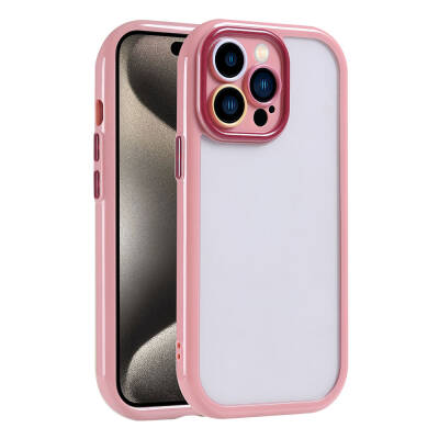 Apple iPhone 15 Pro Case Camera Protected Colorful Edge Frame Design Zore Vitamin Cover Plum