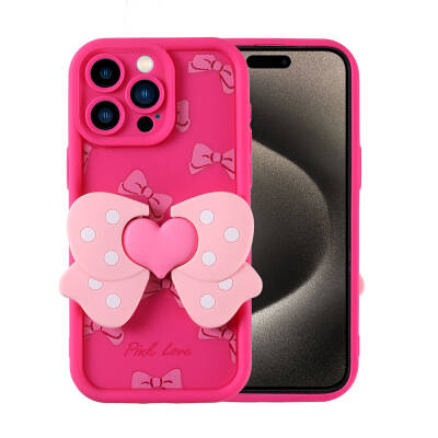 Apple iPhone 15 Pro Case Camera Protected Figure Designed Zore Cover Dark Pink