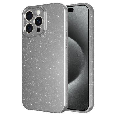 Apple iPhone 15 Pro Case Camera Protected Silvery Luxury Zore Cotton Cover Grey