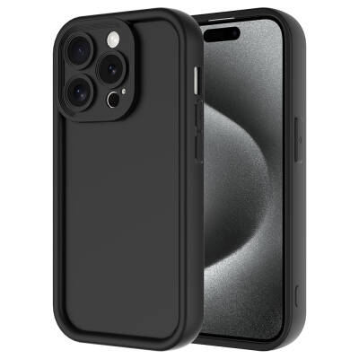 Apple iPhone 15 Pro Case Camera Protected Zore Ananas Cover Black