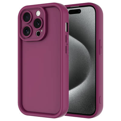 Apple iPhone 15 Pro Case Camera Protected Zore Ananas Cover Plum