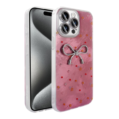 Apple iPhone 15 Pro Case Camera Protection Figured Zore Ponti Silicone Cover Açık Pembe