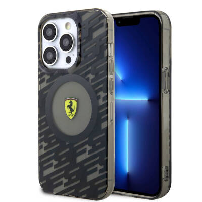 Apple iPhone 15 Pro Case Ferrari Original Licensed Magsafe Charging Feature Multi SF Cover Black