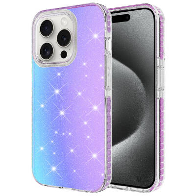 Apple iPhone 15 Pro Case Glossy Color Transition Zore Velle Cover Purple