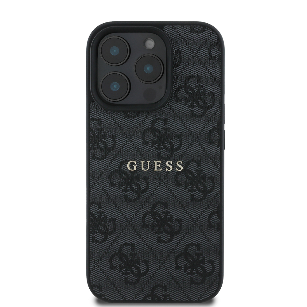 Apple iPhone 15 Pro Case Guess Original Licensed Magsafe Charging Featured 4G Pattern Text Logo Cover - 6