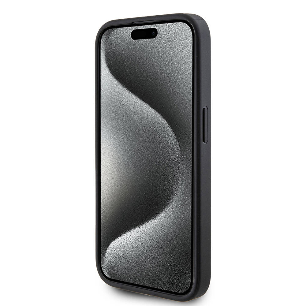 Apple iPhone 15 Pro Case Guess Original Licensed Magsafe Charging Featured PU Ring 4G Patterned Text Logo Cover - 5