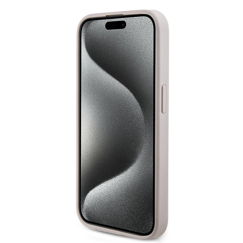 Apple iPhone 15 Pro Case Guess Original Licensed Magsafe Charging Featured PU Ring 4G Patterned Text Logo Cover - 20