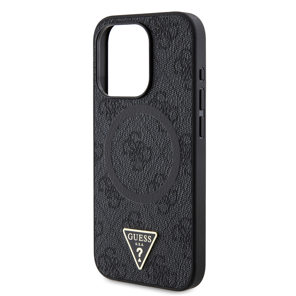 Apple iPhone 15 Pro Case Guess Original Licensed Magsafe Charging Featured PU Triangle Logo 4G Patterned Cover - 16