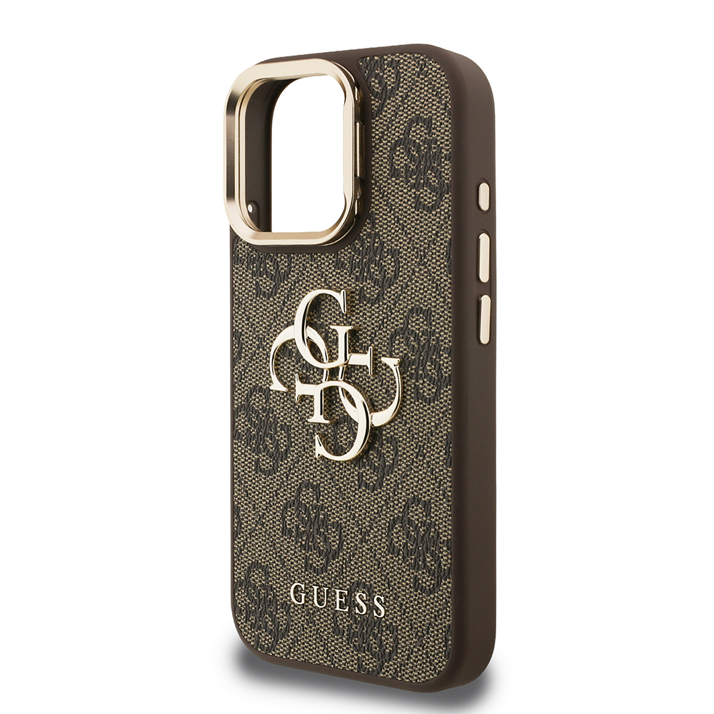 Apple iPhone 15 Pro Case Guess Original Licensed PU Leather 4G Patterned Metal Big 4G and Text Logo Camera Stand Cover - 9