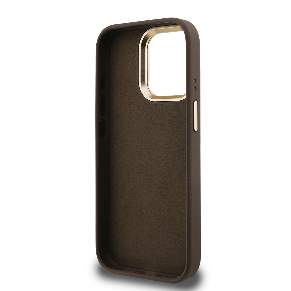 Apple iPhone 15 Pro Case Guess Original Licensed PU Leather 4G Patterned Metal Big 4G and Text Logo Camera Stand Cover - 10