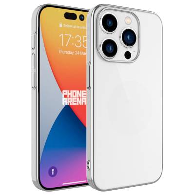 Apple iPhone 15 Pro Case Hard PC Color Framed Zore Riksos Cover Silver