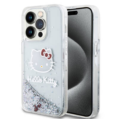 Apple iPhone 15 Pro Case Hello Kitty Original Licensed Iconic Liquid Glitter Cover Colorless