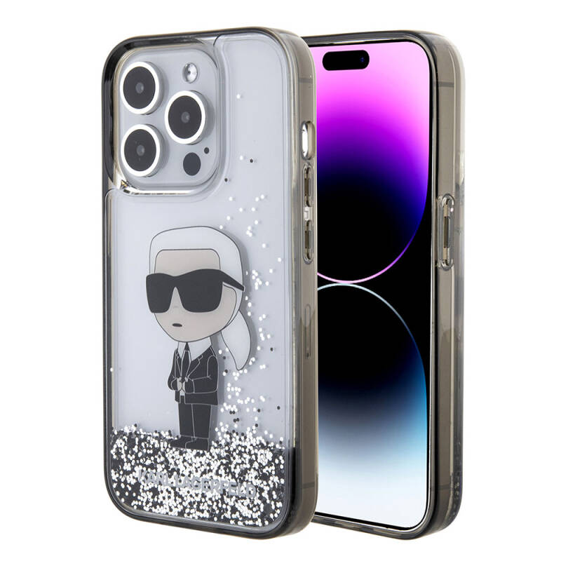 Apple iPhone 15 Pro Kılıf Karl Lagerfeld İkonik Sıvılı Glitter Orjinal ...