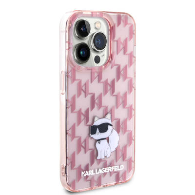 Apple iPhone 15 Pro Case Karl Lagerfeld IML C Monogram Original Licensed Cover Pink