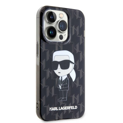 Apple iPhone 15 Pro Case Karl Lagerfeld IML Iconic Monogram Original Licensed Cover Black