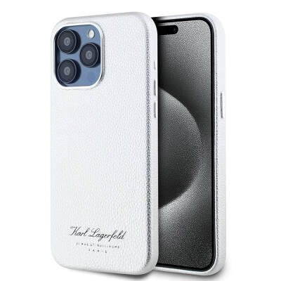 Apple iPhone 15 Pro Case Karl Lagerfeld Original Licensed KL Written Hotel Cover Grey