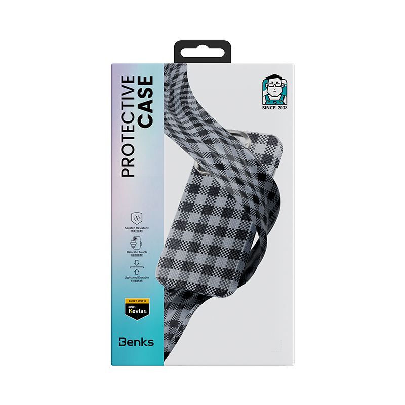 Apple iPhone 15 Pro Case M-safe Charging Feature Plaid Design Benks ArmorVichy Kevlar Cover - 14