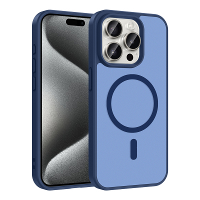 Apple iPhone 15 Pro Case M-safe Charging Feature Zore Ballet Flat Cover Blue