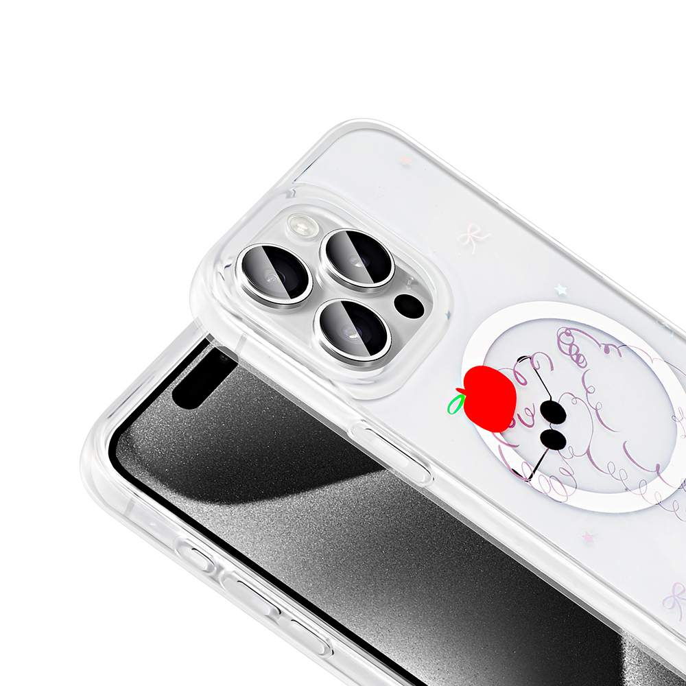 Apple iPhone 15 Pro Case M-Safe Charging Transparent Zore Folk Hard Cover - 13