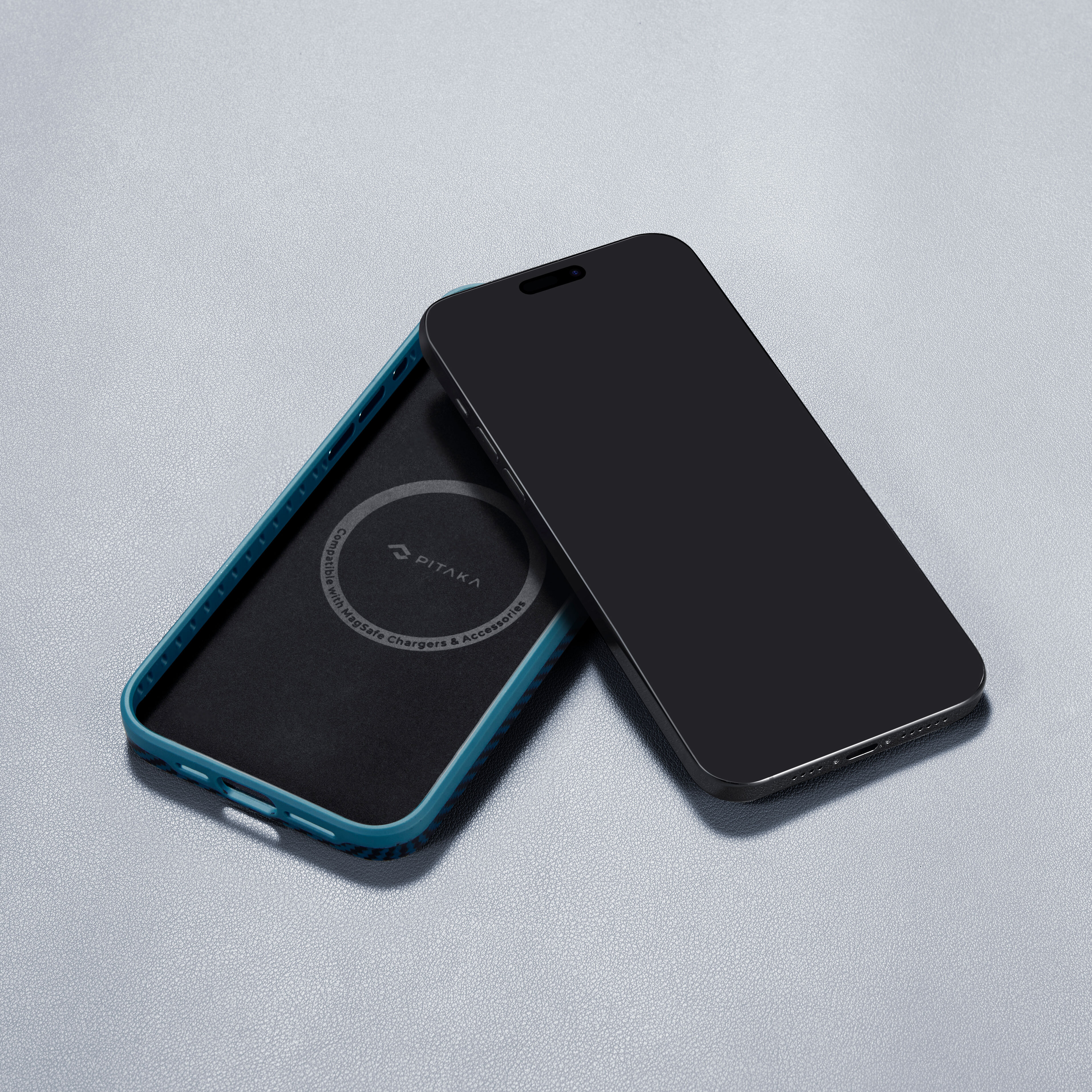 Apple iPhone 15 Pro Case Magsafe Charging Feature 1500D Aramid Fiber Pitaka Military-Grade Classic Series Black-Grey Twill Cover - 33