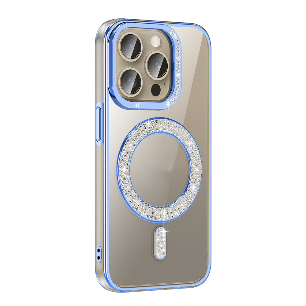 Apple iPhone 15 Pro Case Magsafe Charging Feature Diamond Stone Design Zore Karetta Silicone Cover - 4