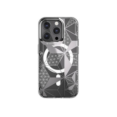 Apple iPhone 15 Pro Case Magsafe Charging Feature Double IMD Printed Licensed Switcheasy Artist-M Asanoha Cover Grey